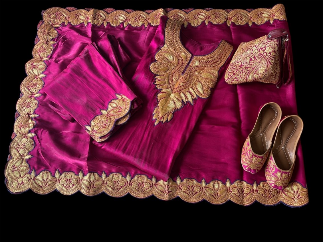 Botta Tilla Embroidered Dual Shine silk Pheran Set - Image 4
