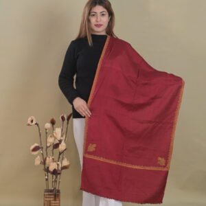 Pure Silk Shawl with hand embroidered Sozni (Maroon)