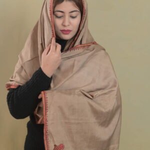 Pure Silk Shawl with Hand Embroidered Sozni (Beige)