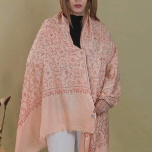 Pure Silk Shawl with hand embroidered Sozni (Cream/All-over)