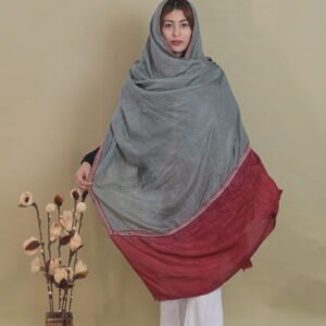 Tie and Dye Pure Silk Shawl with Hand Embroidered Tilla